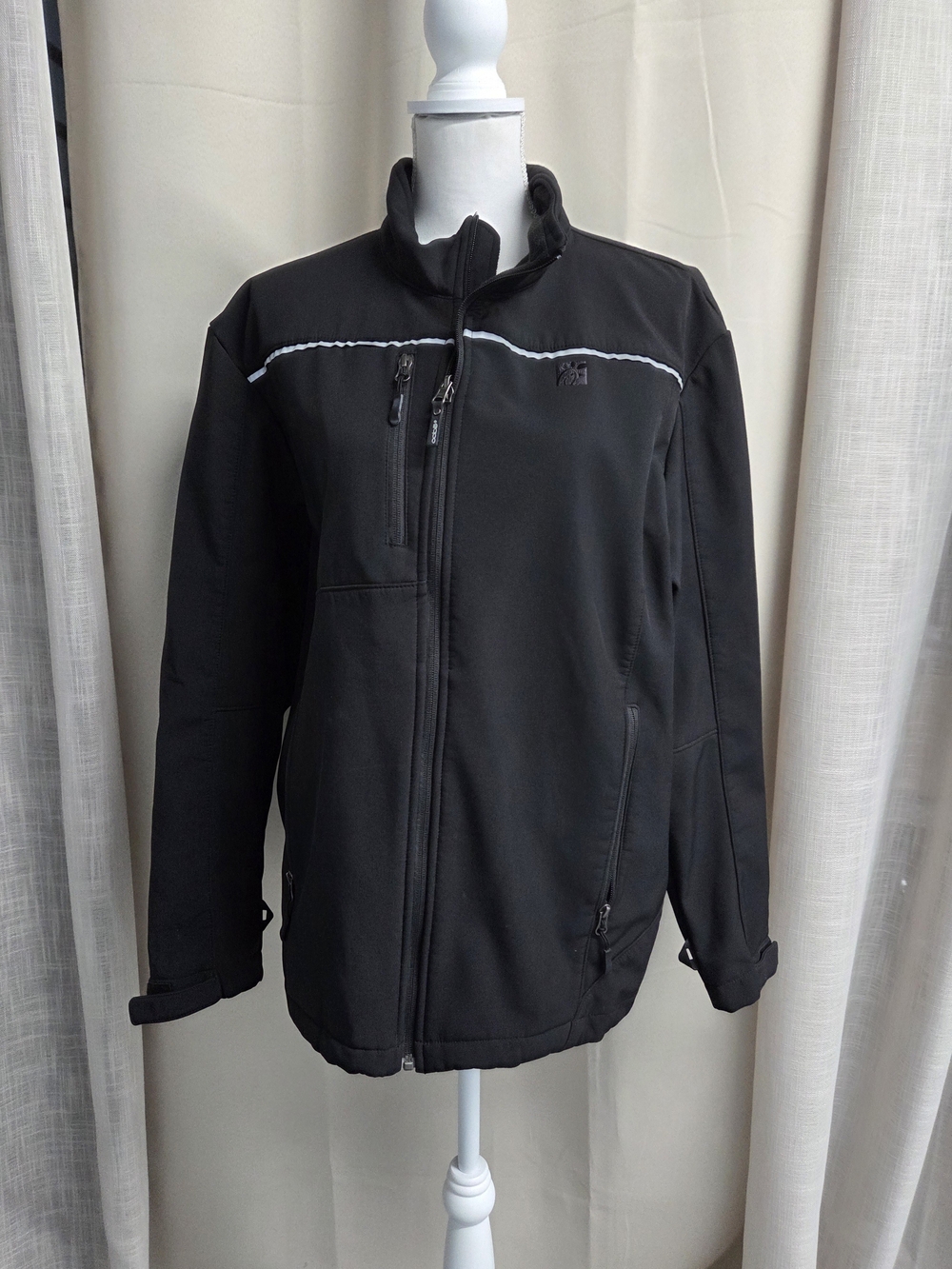 Men's Performance Black Softshell Jacket Reflective Trim Chick Fil A Size L